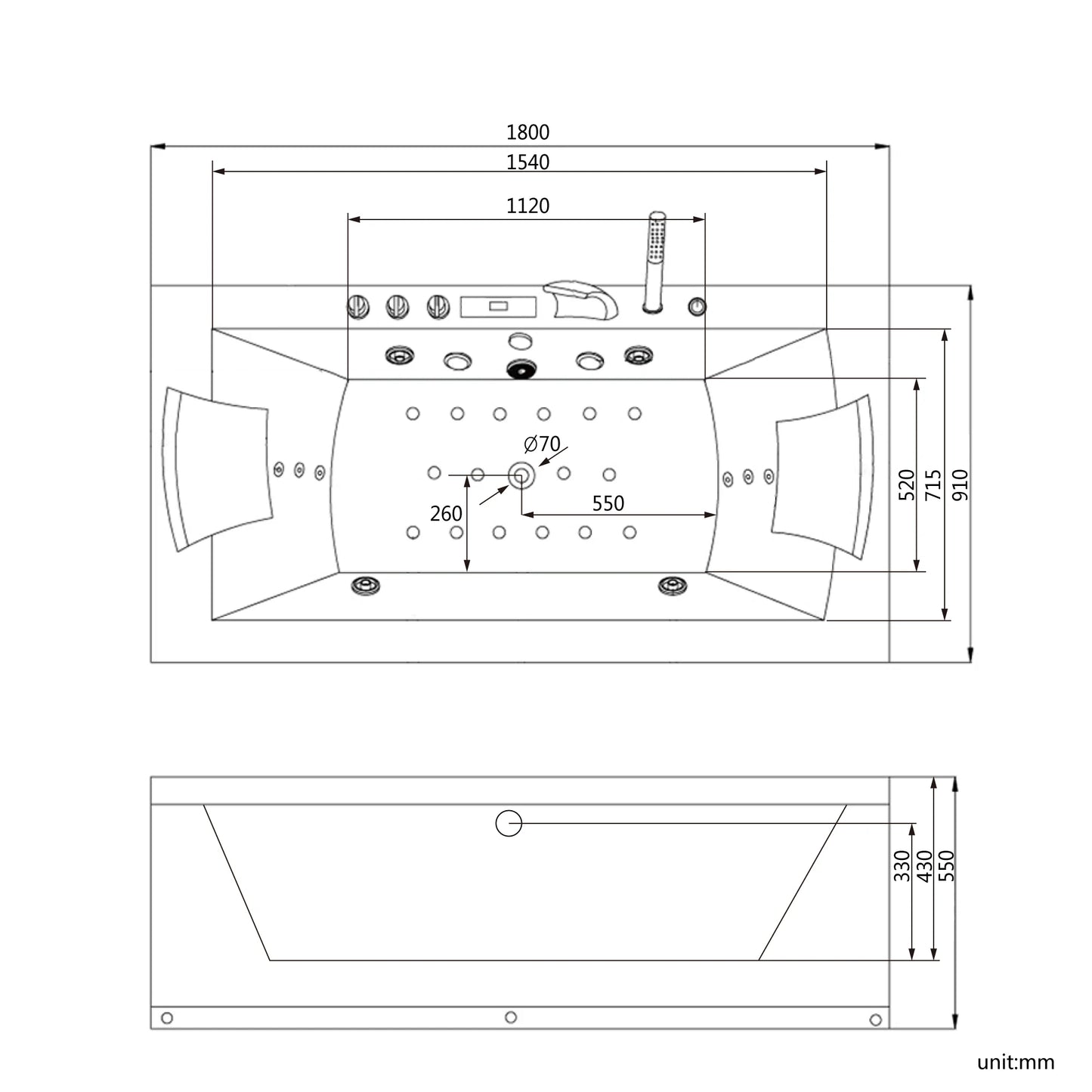 【Pre-sale】- Massage Bathtub Acrylic Bathtub Spa Bathtub Multi-Functional