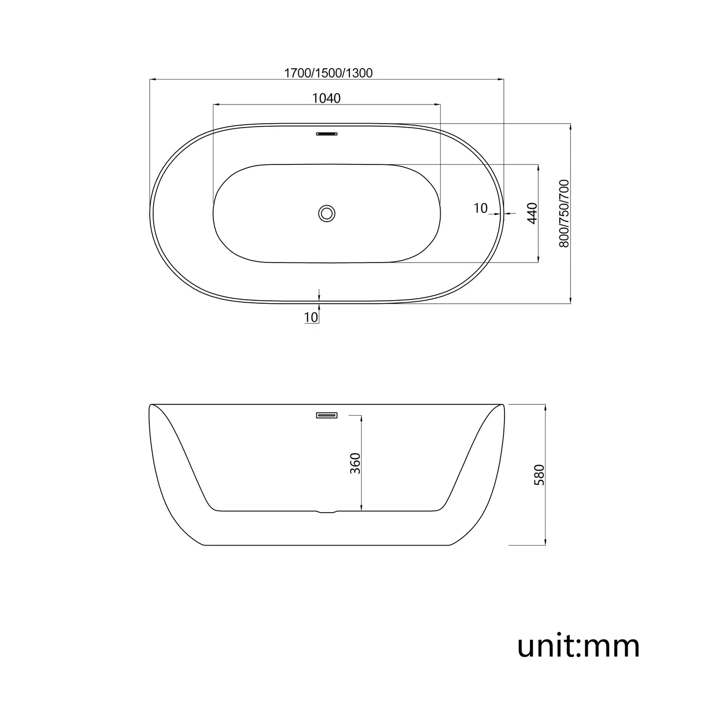 【Pre-sale】-Modern Freestanding Bath Double Ended Overflow Waste Acrylic Luxury