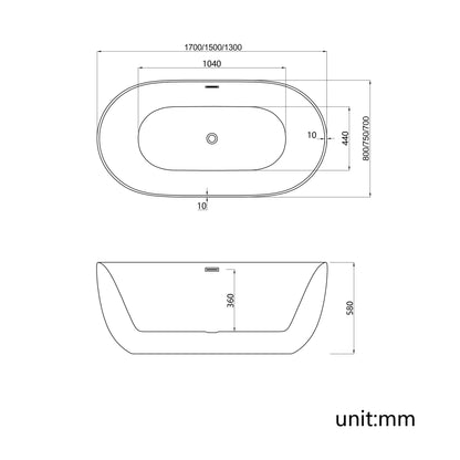 【Pre-sale】-Modern Freestanding Bath Double Ended Overflow Waste Acrylic Luxury