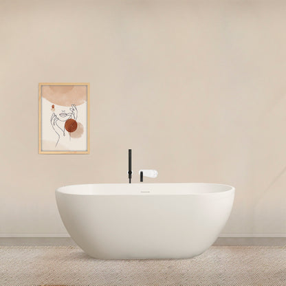 【Spot】-59 inch small size artificial stone solid surface freestanding bathroom bathtub