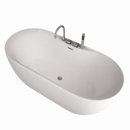 【Pre-sale】-Oval Bathroom Acrylic Soaking Freestanding Bathtub Indoor Waterfall Whirlpool Tub