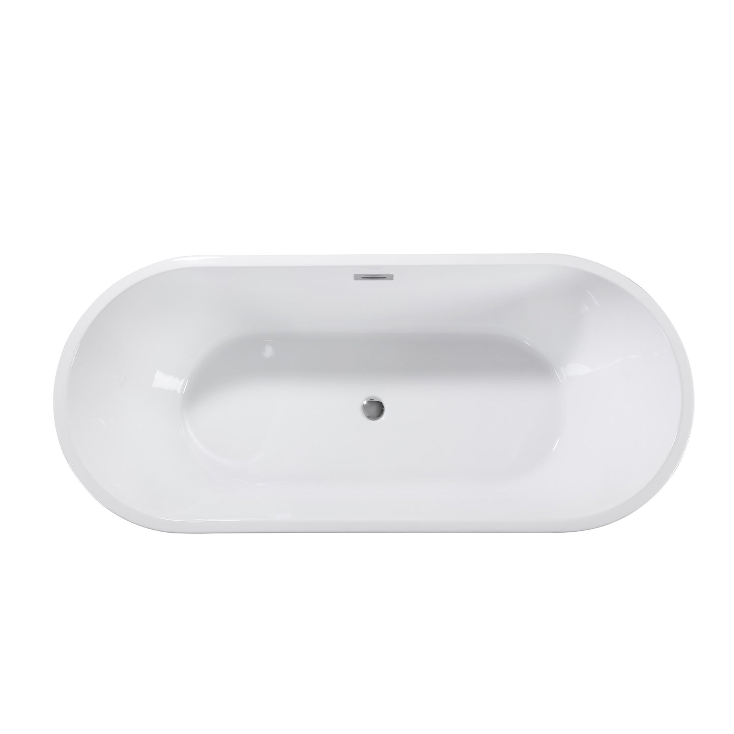 【Spot】-59" Acrylic Freestanding Bathtub with Unique Pleated Design: Spacious Oval Shape, Gloss Black Finish, Chrome Overflow & Pop-Up Drain