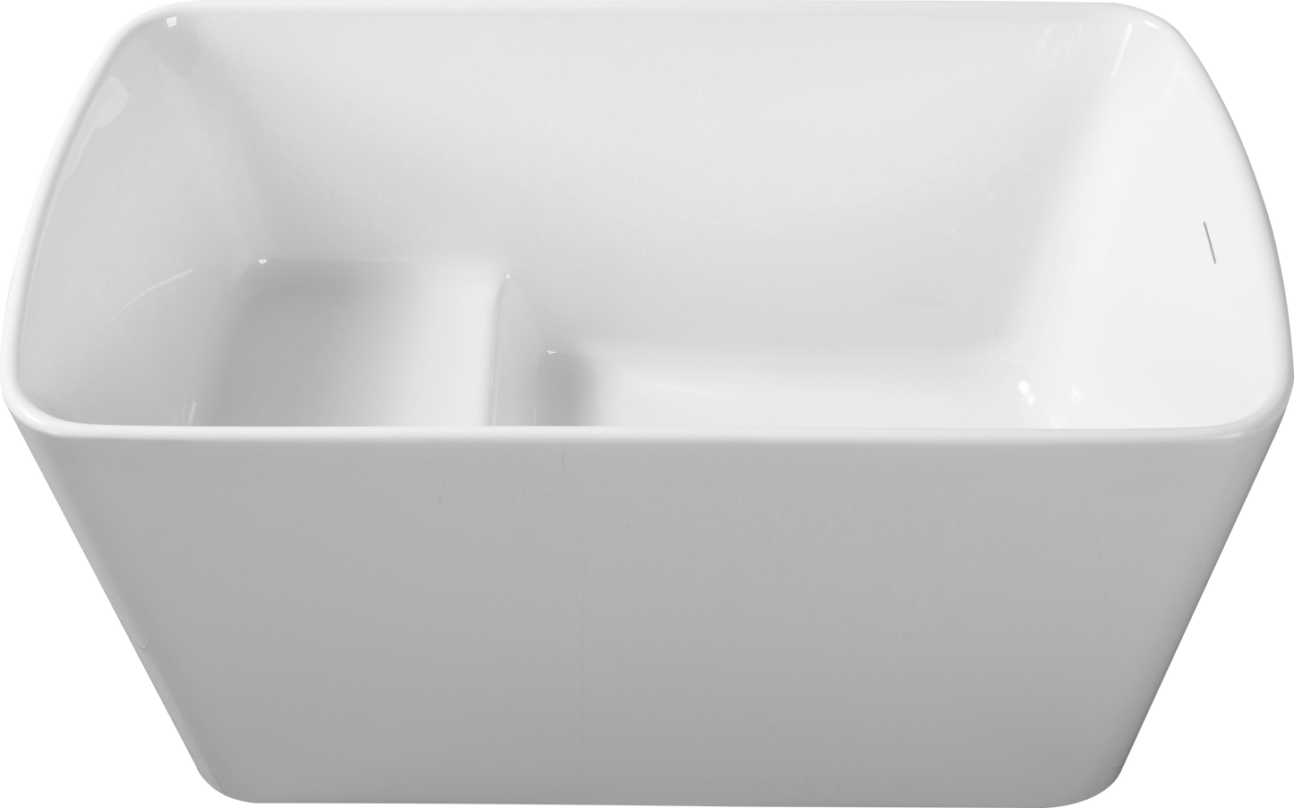 【Spot】-49'' Acrylic Freestanding Soaking Bathtub, Square-shape Japanese Soaking Hot Tub, Sit-In Design with Chrome Overflow and Drain for Express Delivery, Glossy White 23AMAZING-49