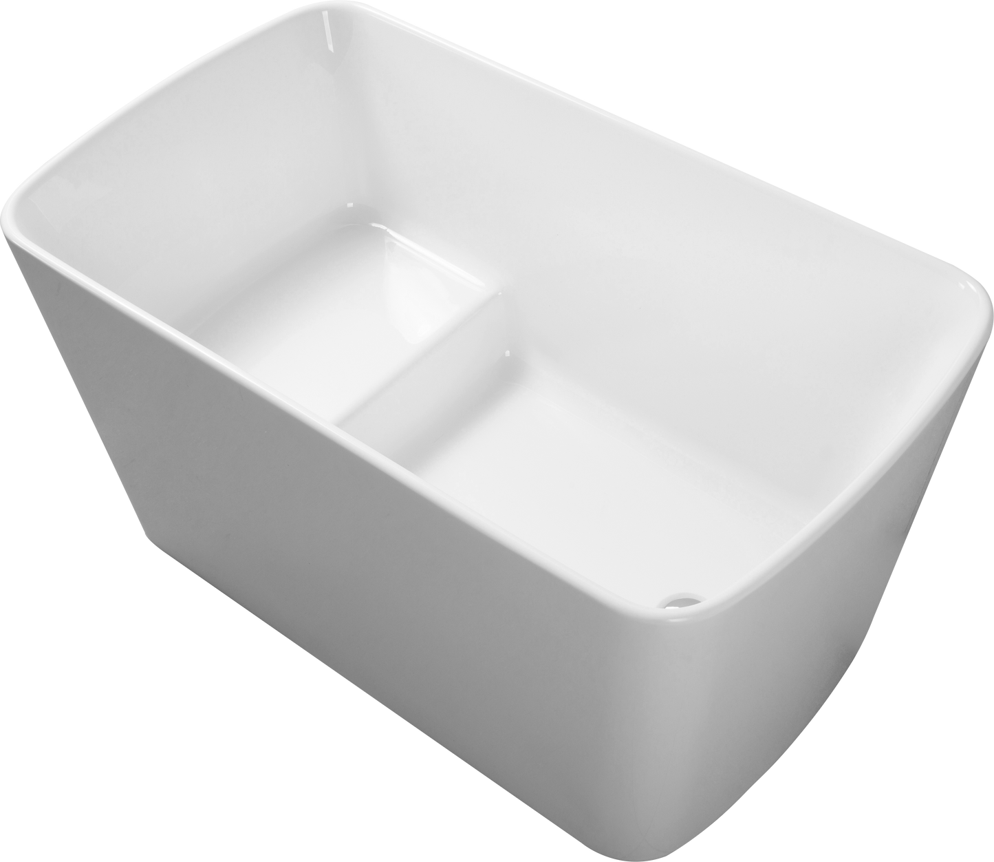 【Spot】-49'' Acrylic Freestanding Soaking Bathtub, Square-shape Japanese Soaking Hot Tub, Sit-In Design with Chrome Overflow and Drain for Express Delivery, Glossy White 23AMAZING-49