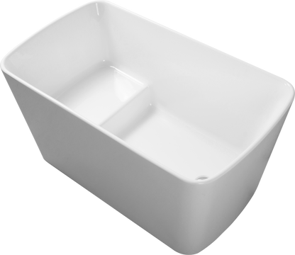 【Spot】-49'' Acrylic Freestanding Soaking Bathtub, Square-shape Japanese Soaking Hot Tub, Sit-In Design with Chrome Overflow and Drain for Express Delivery, Glossy White 23AMAZING-49