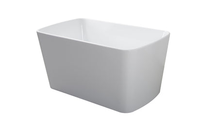 【Spot】-49'' Acrylic Freestanding Soaking Bathtub, Square-shape Japanese Soaking Hot Tub, Sit-In Design with Chrome Overflow and Drain for Express Delivery, Glossy White 23AMAZING-49