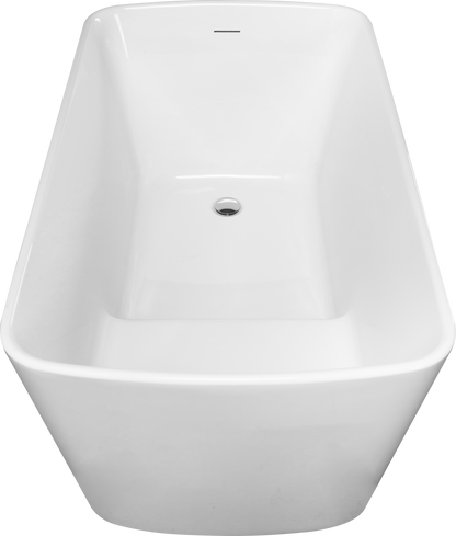 【Spot】-49'' Acrylic Freestanding Soaking Bathtub, Square-shape Japanese Soaking Hot Tub, Sit-In Design with Chrome Overflow and Drain for Express Delivery, Glossy White 23AMAZING-49