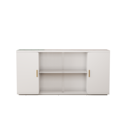 Elegant Wooden Side Cabinets with Glass Doors for Dust-Free Storage & Display: Modern Lockers Perfect for Living, Dining Rooms & Beyond