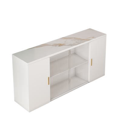 Elegant Wooden Side Cabinets with Glass Doors for Dust-Free Storage & Display: Modern Lockers Perfect for Living, Dining Rooms & Beyond