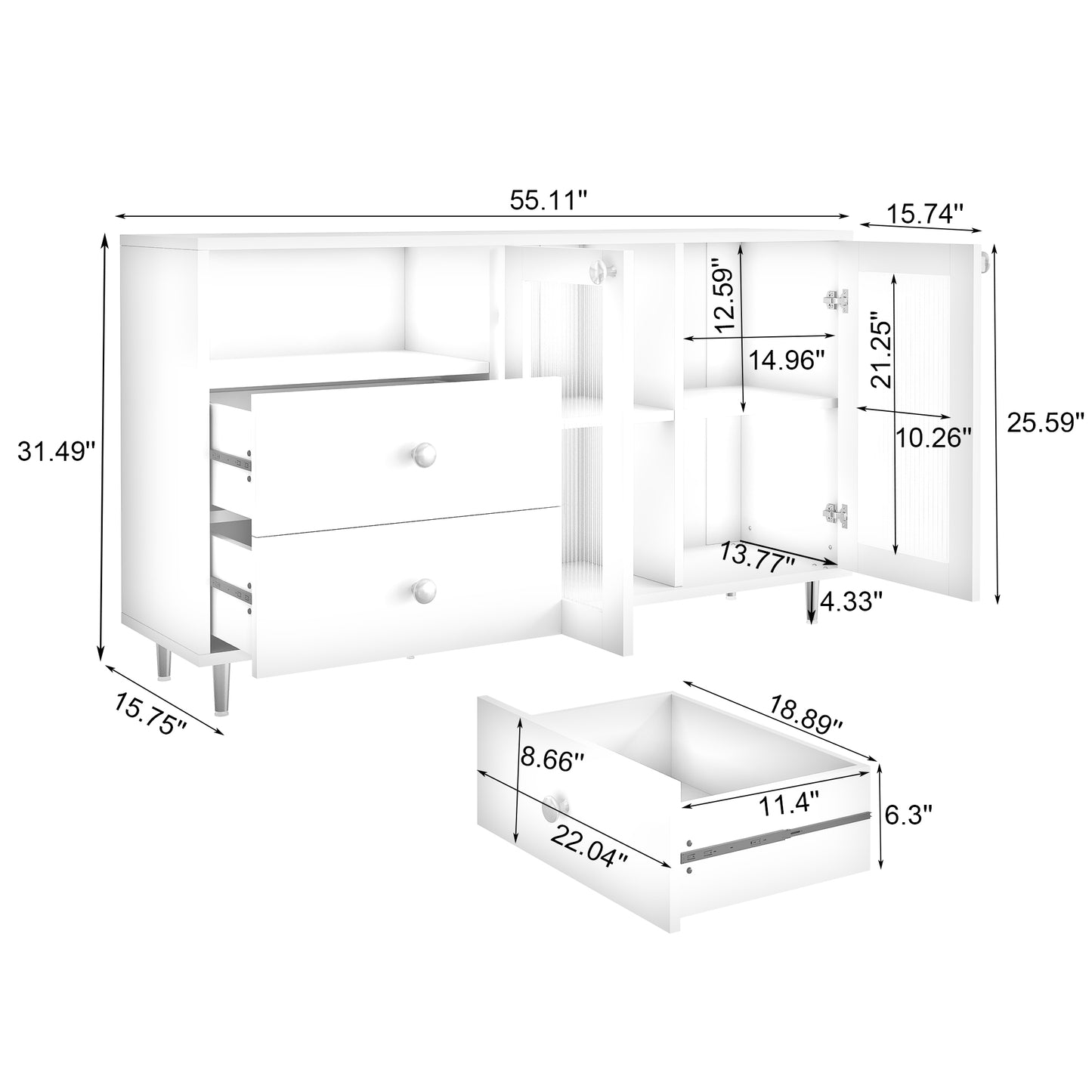 Modern Minimalist Side Cabinets: Stylish Storage Lockers for Dining Room or Living Room Spaces