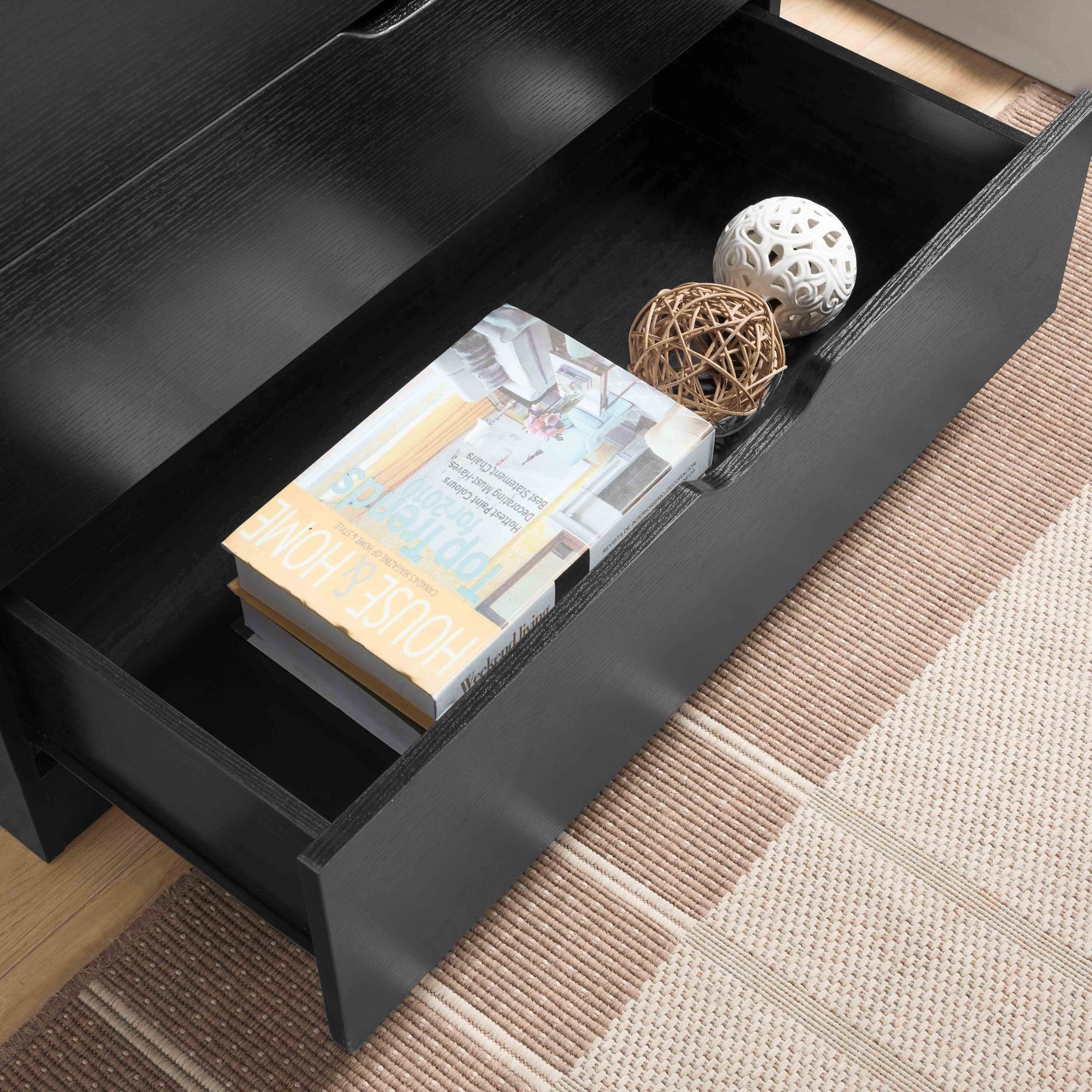 Functional 5 Drawer Chest in Black Finish