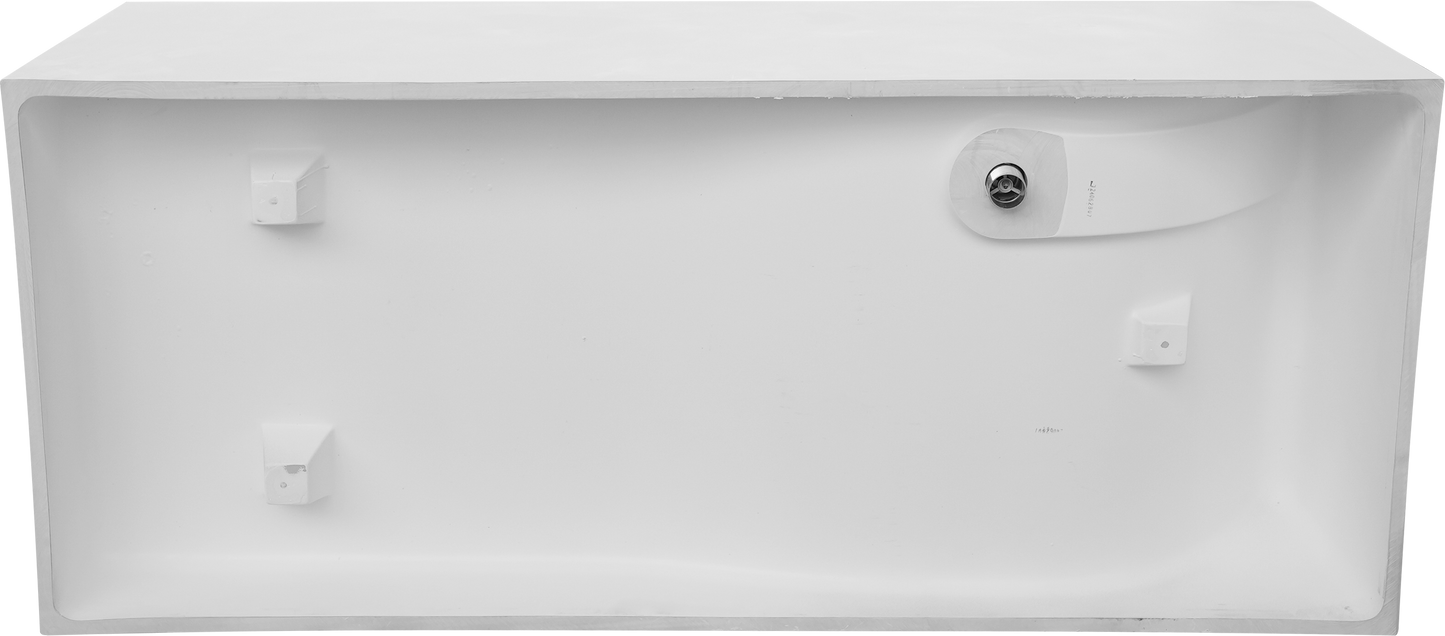 【Spot】-67" Freestanding Solid Surface Bathtub, Stone Resin Freestanding Bath Tub with Overflow and Pop-up Drain, Matte White 24S01-67MW