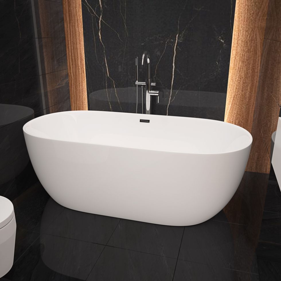 【Pre-sale】-Modern Freestanding Bath Double Ended Overflow Waste Acrylic Luxury