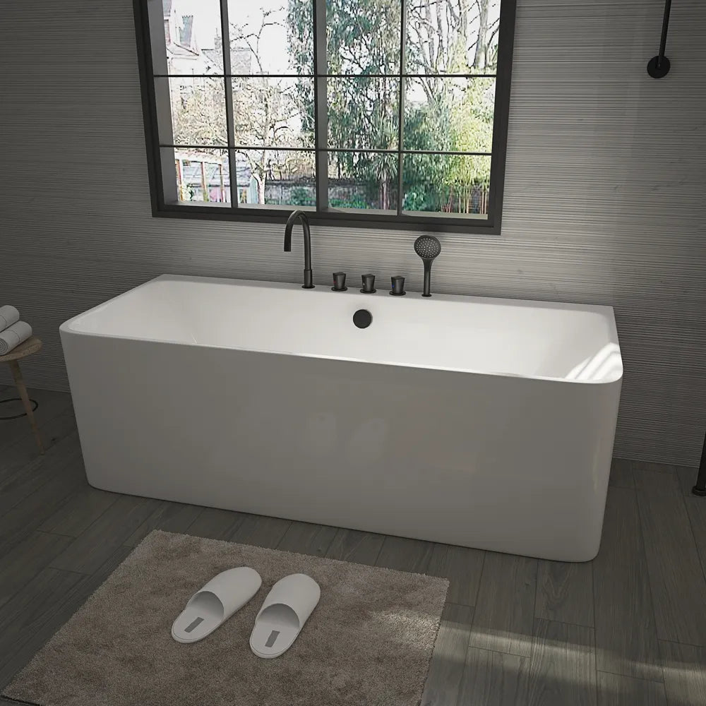 【Pre-sale】-Deep Feestanding Bathtub Solid Surface Acrylic Bathtub For Bathroom 2 Person