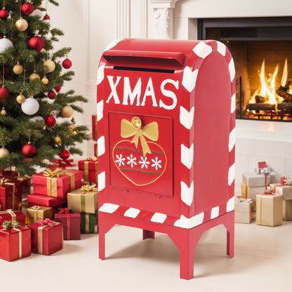 Red Iron Christmas Mailbox Decoration