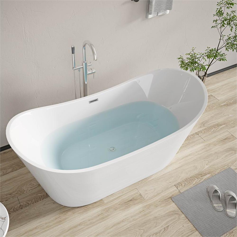 【Pre-sale】-Modern Design Bathtubs Whirlpools Oval Freestanding Acrylic Bathtub With Faucet