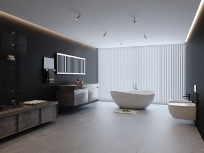 【Spot】-63" Freestanding Solid Surface Bathtub, Luxury Engineered Stone Resin Freestanding Soaking Bathtub with Overflow and Pop-up Drain for Contemporary Bathroom, Matte White 24S05-63MW