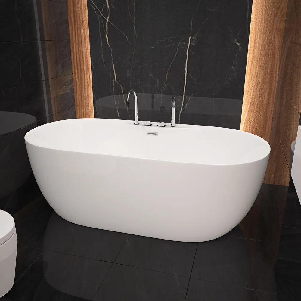 【Pre-sale】-Oval Bathroom Acrylic Soaking Freestanding Bathtub Indoor Waterfall Whirlpool Tub