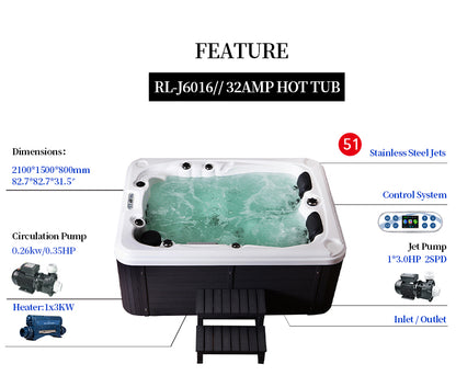 【Pre-sale】-3 Persons Outdoor Massage Hot Tube  Spa Hot Tub Luxury Acrylic Whirlpool Bathtubs