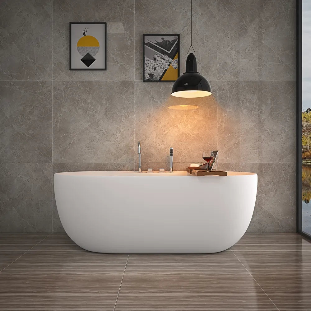 【Pre-sale】-Oval Bathroom Acrylic Soaking Freestanding Bathtub Indoor Waterfall Whirlpool Tub