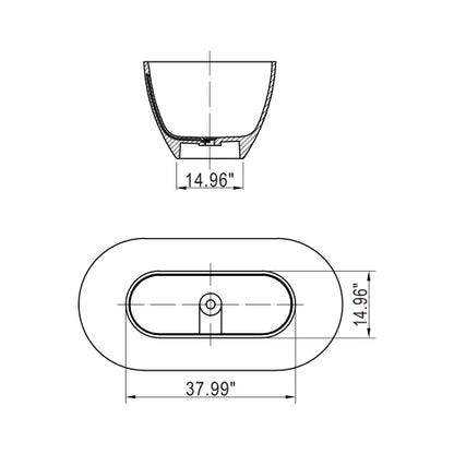 【Spot】-59 inch small size artificial stone solid surface freestanding bathroom bathtub