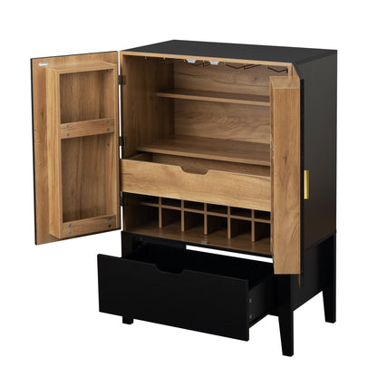 Lockers,side cabinets,Wine Bar Cabinet,Liquor Storage Credenza,Sideboard with Wine Racks & Stemware Holder,Wine glass holder,Metal handle, placed in family bars,hallways,living rooms