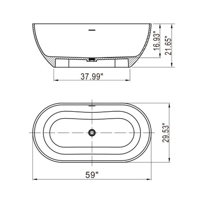 【Spot】-59 inch small size artificial stone solid surface freestanding bathroom bathtub