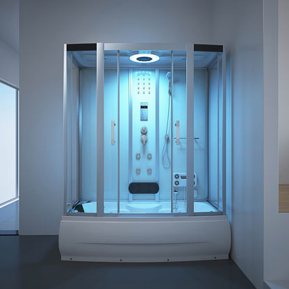 【Pre-sale】-Bathroom Black Glass Acrylic Steam Shower Cabin With Whirlpool Bath Tub