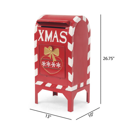 Red Iron Christmas Mailbox Decoration