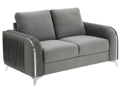 Wenona Gray Velvet Loveseat