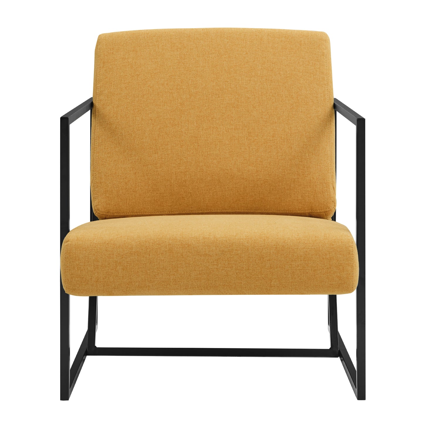 Modern Upholstered Fabric Chair with Metal Frame – Mustard