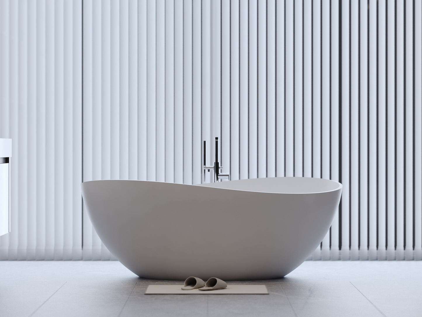 【Spot】-63" Freestanding Solid Surface Bathtub, Luxury Engineered Stone Resin Freestanding Soaking Bathtub with Overflow and Pop-up Drain for Contemporary Bathroom, Matte White 24S05-63MW