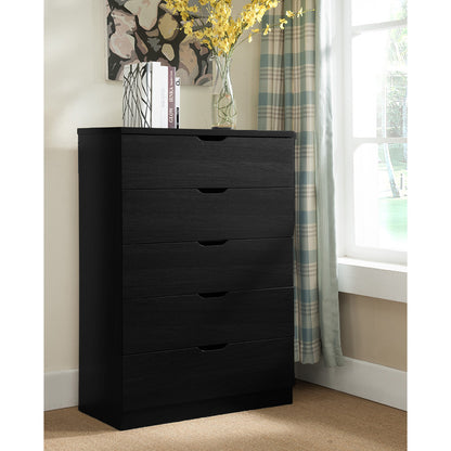 Functional 5 Drawer Chest in Black Finish