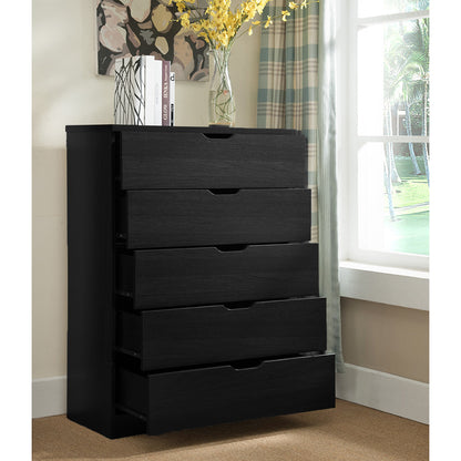 Functional 5 Drawer Chest in Black Finish