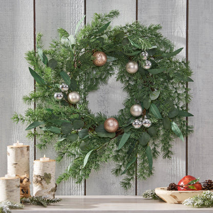 26" PINENEEDLE WREATH WITH BALL